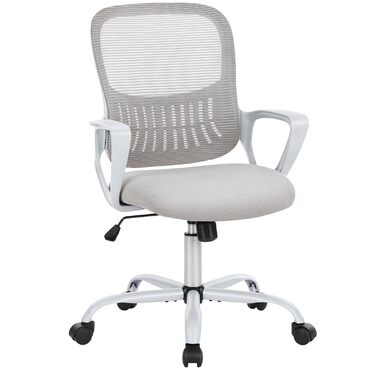 Ергономічне крісло Sweetcrispy для офісу та дому, з регулюванням висоти та підтримкою попереку, з підлокітниками (сірий)