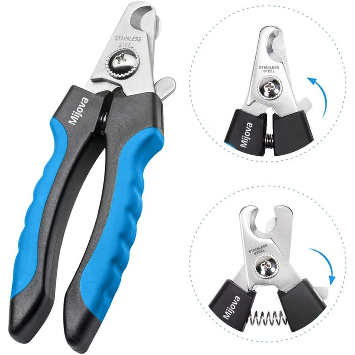 Професійний нігтеріз для собак та котів з захистом від надмірної обрізки, блакитний