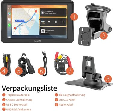 Автомобільний дисплей Alxum CarPlay 7'' IPS із FM-трансмітером, Bluetooth, монітором для авто, камерою заднього виду, підтримкою TF карти, FM і AUX для всіх авто