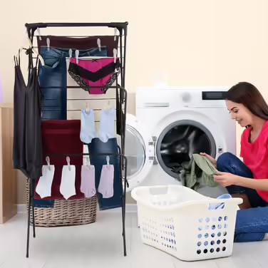 Relaxdays Clothes Rack Folding with 50 Clothespins