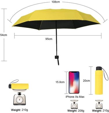 Зонт компактний Vicloon, кишеньковий, від сонця, складаний, легкий, захист від UV для дорослих та дітей (зелений/жовтий)