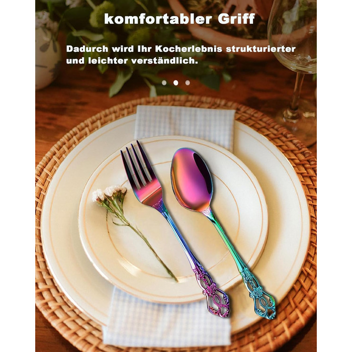 Набір столових приборів Retro на 6 осіб з нержавіючої сталі, 24 предмети, антикварний бароковий дизайн (Райдуга)