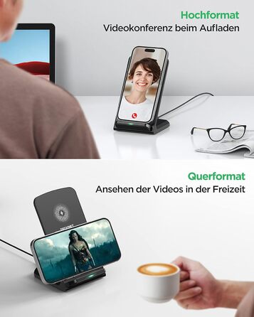 Бездротовий зарядний пристрій TECKNET, складаний, швидка зарядка для iPhone 17/16/15/14/13/12/11/Pro Max, Apple Watch Ultra/11-3/SE, AirPods Pro 3-2/4-2, чорний