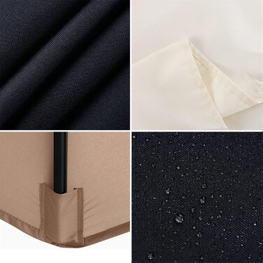 TIUTIU Replacement Canopy Cover for Patio Umbrella – 6 Ribs – 2m/2.7m/3m – Waterproof – UV Protection – Replacement Fabric (2.7m/8.9ft, Beige)