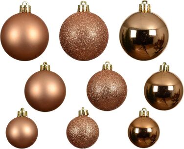 Кульки для ялинки Kaemingk 6 см, 30 шт. - класичні, міцні, для прикраси ялинки на Різдво - матові, блискучі, з глітером (30 шт., Brandy)