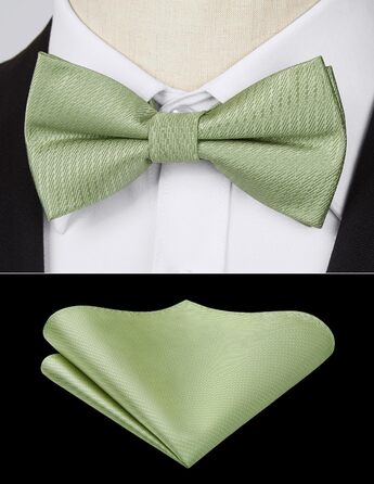 Енлізіон краватка-метелик для чоловіків з кишеньковим хустинкою - Комплект краватки-метелика та хустинки для весілля, костюма, з подарунковою коробкою (світло-зелений)