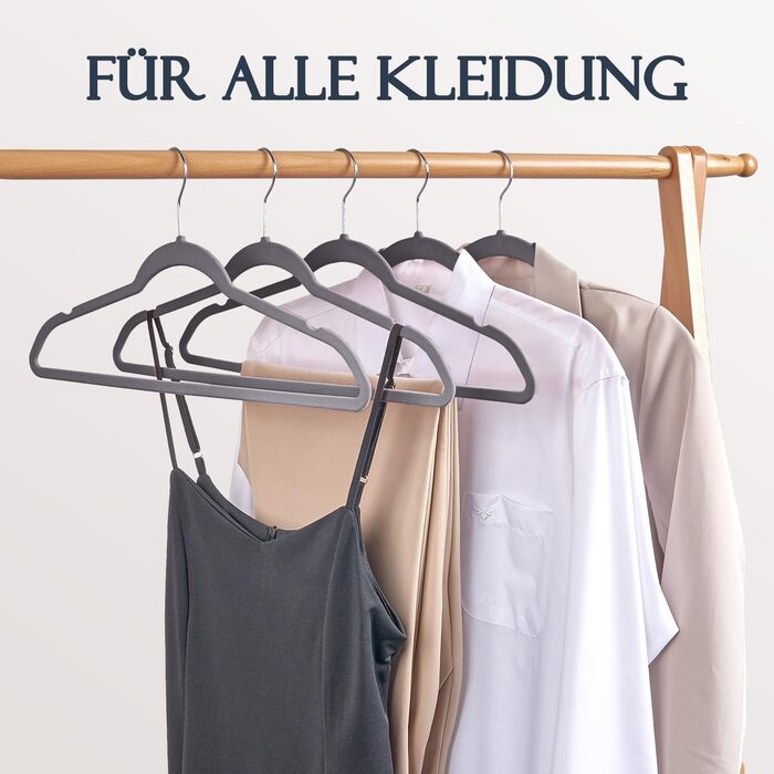 Плечики для одягу з велюру, 20 шт. - Плечики для економії місця, неслизькі, міцні, 360° обертання - для сорочок, костюмів, светрів, штанів