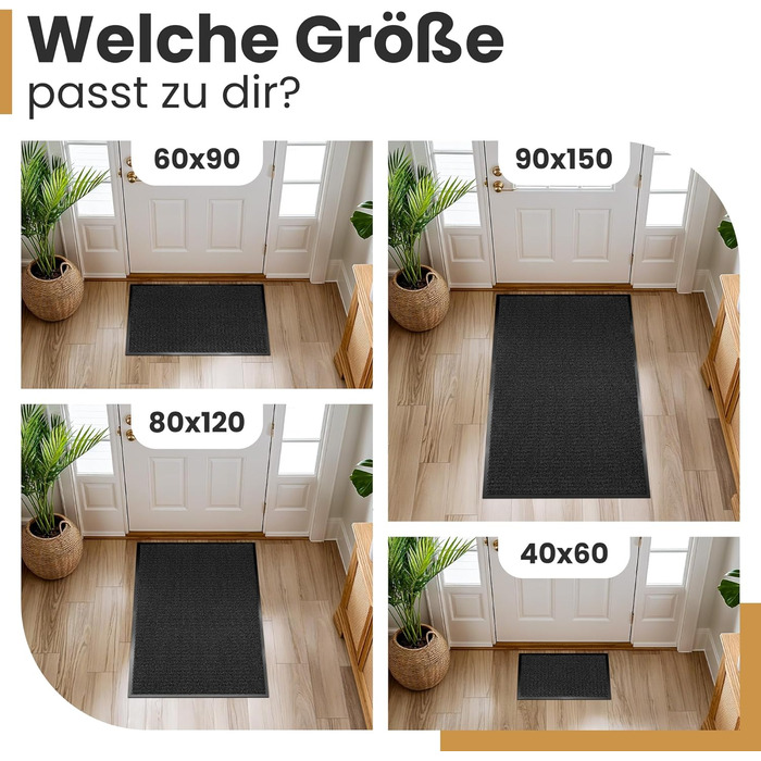 Килимок для дому 40x60 см, антрацит, міцний, вбираючий - антиковзаюче покриття для підлоги