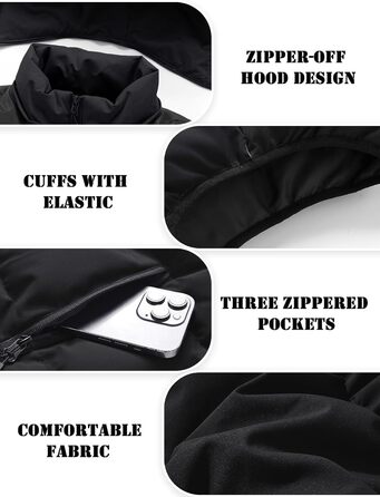 Чоловіча зимова жилетка AIEOE з капюшоном, утеплена, чорна, розмір L