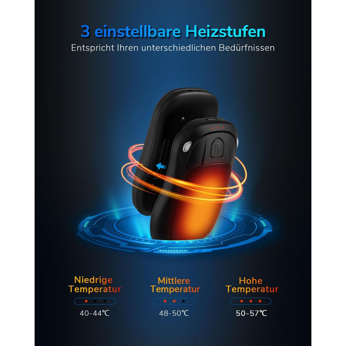 Електричний нагрівач для рук, перезаряджуваний, 2 шт. (чорний)