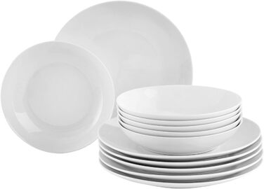 Сервіз столовий 24 штуки (на 12 осіб) - білий, порцеляна