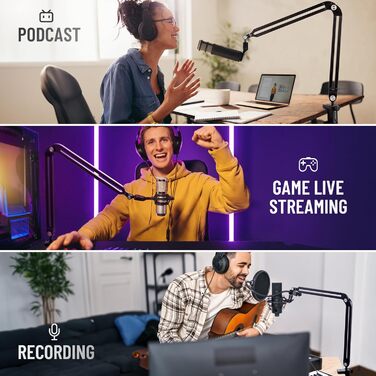 Підлокітник для мікрофона CAHAYA CY00380-1: регульований штатив з широкою основою, адаптер 3/8' - 5/8'