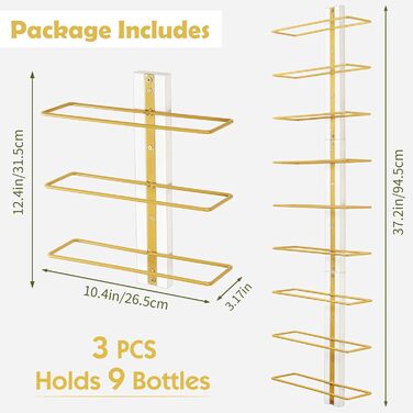 B4Life Wine Rack Bottle Rack, Wine Rack Wall for 9 Wine Bottles - Wine Rack Wall Wood, Metal Black Hanging Wine Rack Wall Mount Wine Bottle Racks for Kitchen, Dining Room, Bar