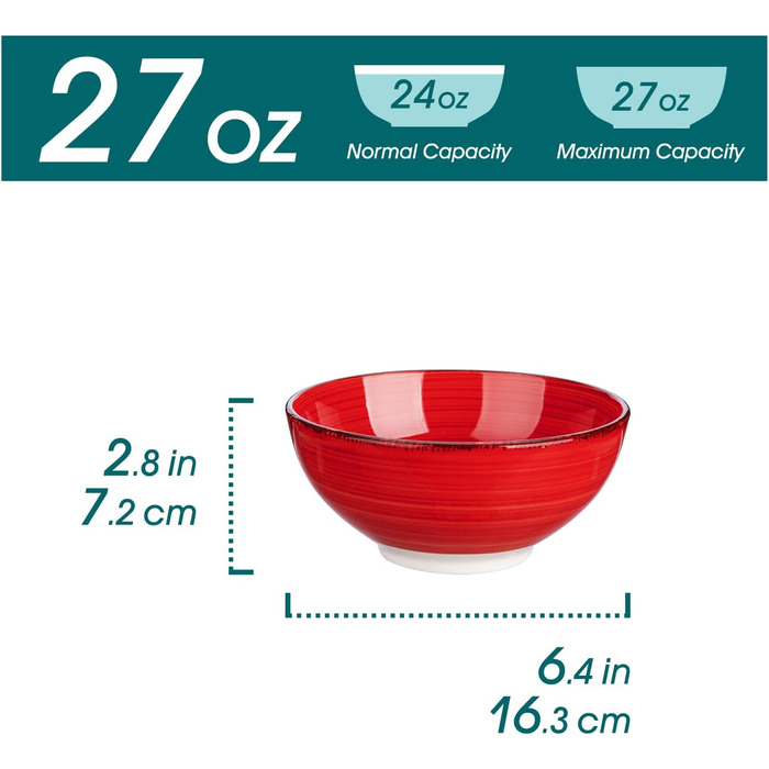 Vancasso Soup Bowls, Stoneware, BONITA 6-Piece Bowl Set, Salad Bowl, Pasta Bowls, Bowl Set, Multicolor