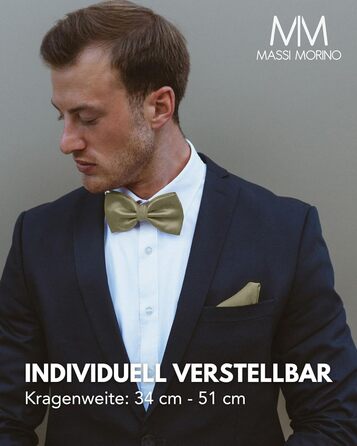 Массі Моріно: Комплект краватка-метелик та нагрудна хустинка для чоловіків - краватка-метелик на весілля, регульована (Salbei)