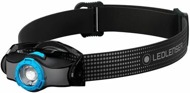 Налобний ліхтар Ledlenser MH3 LED 200 лм, фокус, 130 м, до 35 год, з батарейкою, чорний/синій, для туризму та спорту