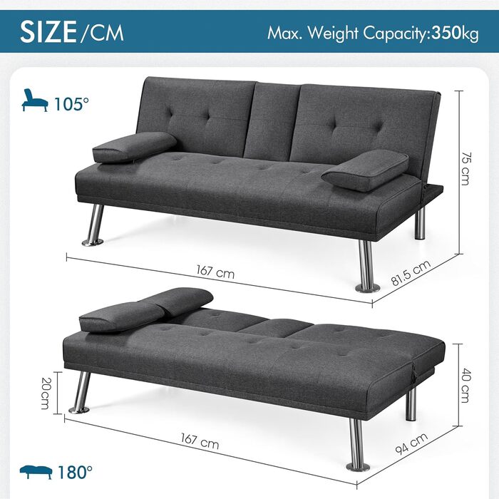 Yaheetech Folding Sleeper Sofa