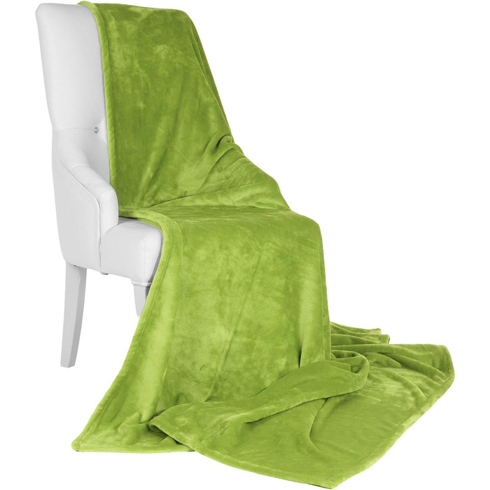 Beautissu Плюшевий плед Aurelia, 150x200 см, зелений – м'який плед для дивану та ліжка, мікрофібра