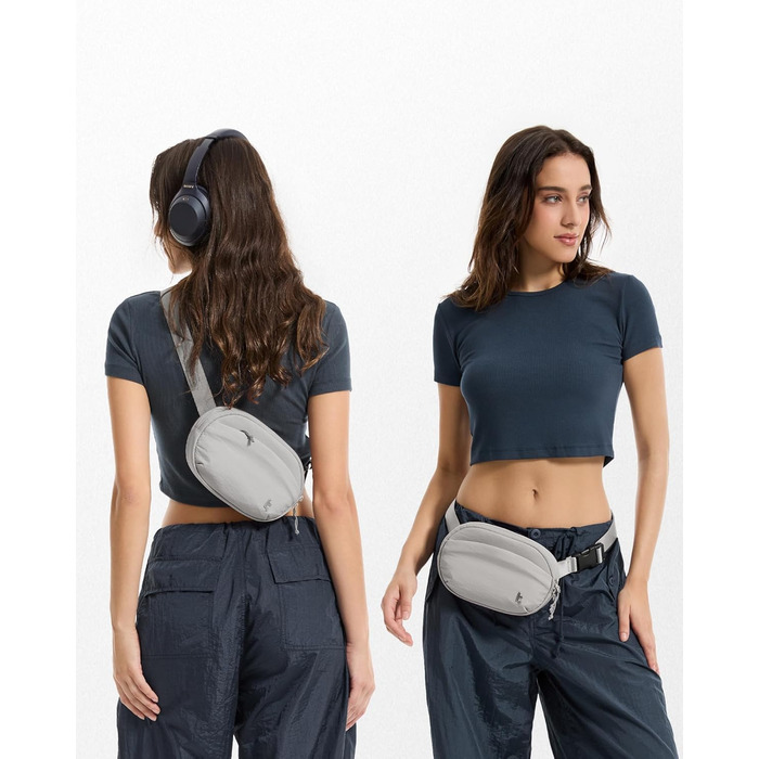 tomtoc жіноча поясна сумка-слінг з RFID захистом, 1.5 л, для подорожей, повсякденного використання, фестивалів, спорту, туризму, зелена (сіра)