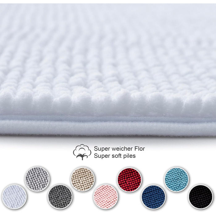 Килимок для ванної кімнати Decomira, антиковзаючий, 40x60 см та 50x80 см (2 шт), з м'якої тканини Chenille, для душу, ванни, туалету