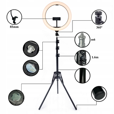 Кільцева LED-лампа 26 см зі штативом для фото та відео