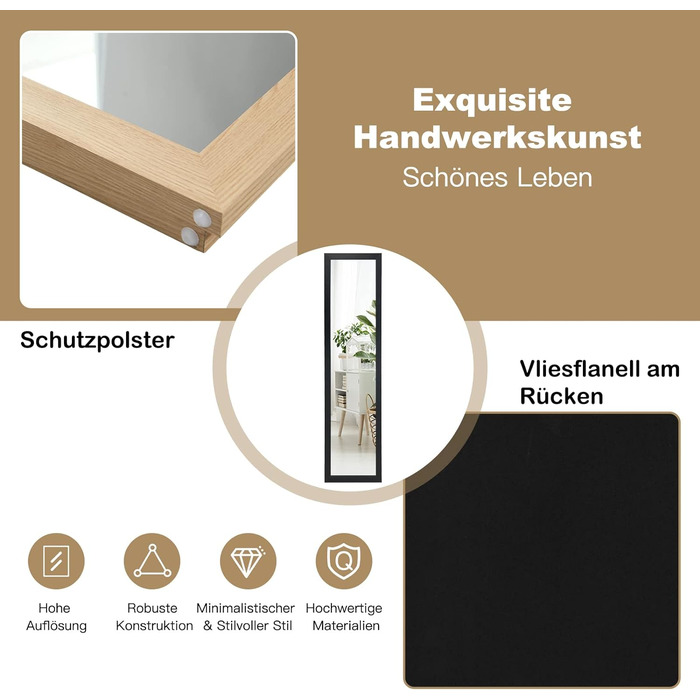 RELAX4LIFE Full-Body Mirror 2 in 1, Standing Mirror & Wall Mirror, Country-Style Wardrobe Mirror, Mirror with Wooden Frame, Adjustable & Freestanding, for Bedroom & Living Room & Business (Natural)
