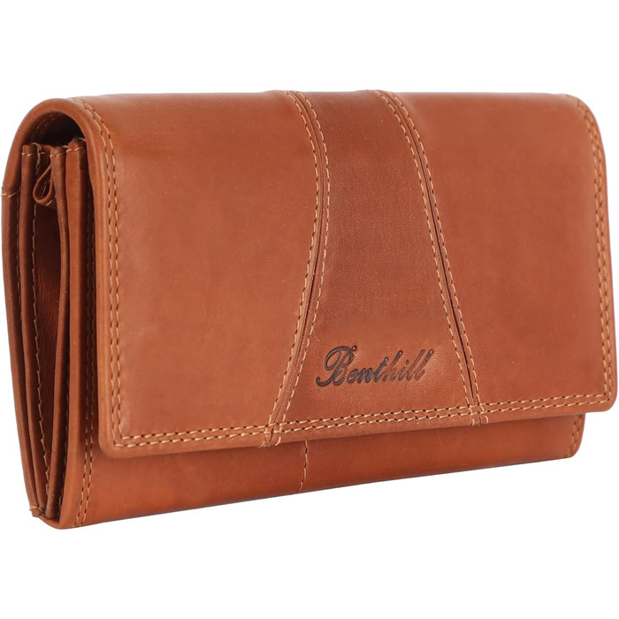 Benthill Wallet for Women Leather - High-Quality Soft Vintage Genuine Leather Women's Wallet with RFID Protection - Large Women's Long Wallet - Women's Portemonnaie (Wallet) including Gift Box, Color: Brown