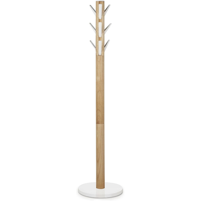 Umbra Flapper Coat Rack – Clothes Rack with 9 Drop-Down Hooks for Entryway and Office, Wood, White, 57.2 x 57.2 x 165.1 cm, White (White/Natural, Bundle with Umbrella Stand)