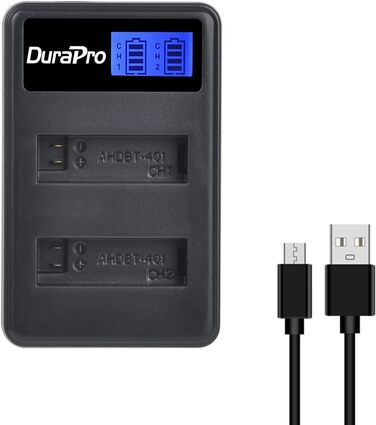Акумулятор DuraPro 4X 1680mAh + LCD зарядний пристрій Dual USB для GoPro 4 / Hero 4 AHDBT-401