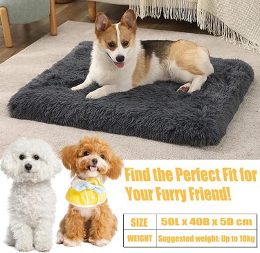 Крісло-ліжко для собак середніх порід та котів, м'яке, з довгим плюшем, 75 x 50 x 8 см, темно-сірий