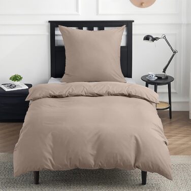 Постільна білизна BEDSURE 135x200 з бавовни, 4-х частинна, сірий колір, комплект з простирадлом та двома наволочками 80x80 см, сертифікат Oeko-Tex, застібка-блискавка (135 x 200 см, хакі)