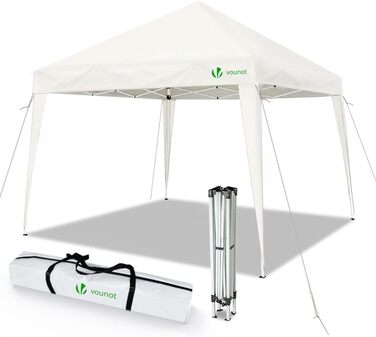 VOUNOT® Folding Gazebo 3x3m, with 4 Sandbags, Pop Up Gazebo, UV Protection 50+, (Cream White)