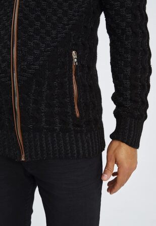 Чоловічий кардиган Eif Neson з в'язаного полотна на блискавці, Regular Fit, антрацитовий колір, для повсякденного та ділового стилю (3XL)