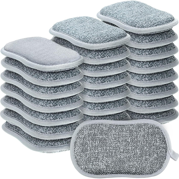 24-Piece Multi-Purpose Sponges, Scratch-Resistant, Microfiber Sponge, Cleaning Sponge, Reusable Dish Sponges for Dishwashing with Robust Scrubbing Power (gray)