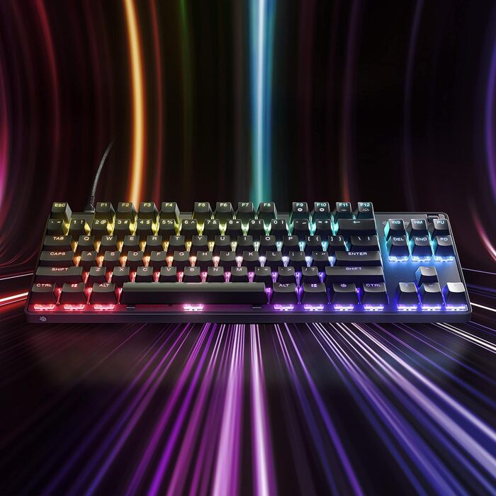 SteelSeries Apex 7 - Механічна ігрова клавіатура з OLED дисплеєм - QWERTZ (оптичні перемикачі, TKL, американська клавіатура)