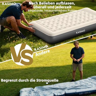 Надувний матрац KASIMO TPU самонадувний 1-місний з електричним насосом та подушкою, 190x90x22 см для дому та кемпінгу