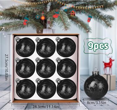 Скляні кулі Hengsong на Різдво: 24 шт. чорні та золоті, 6 см. Декорації для ялинки, різдвяний декор