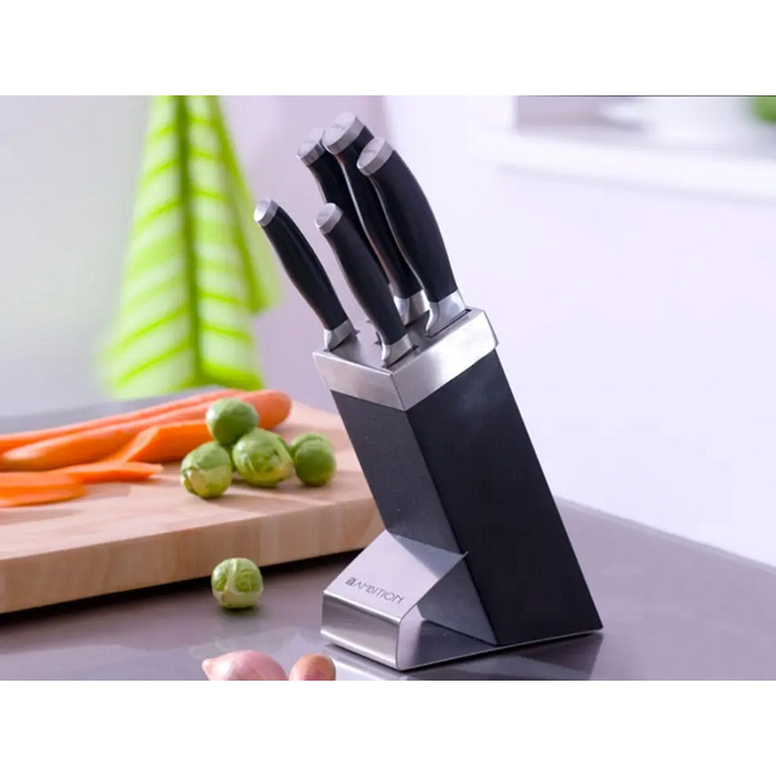 Набір ножів у підставці Ambition Granite, 6 предметів, чорний