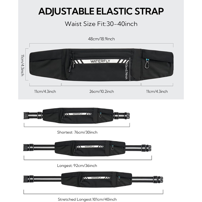 Поясна сумка для бігу Waterfly: поясна сумка для бігу, тренувань, фітнесу з 4 кишенями для телефону, чоловіча та жіноча