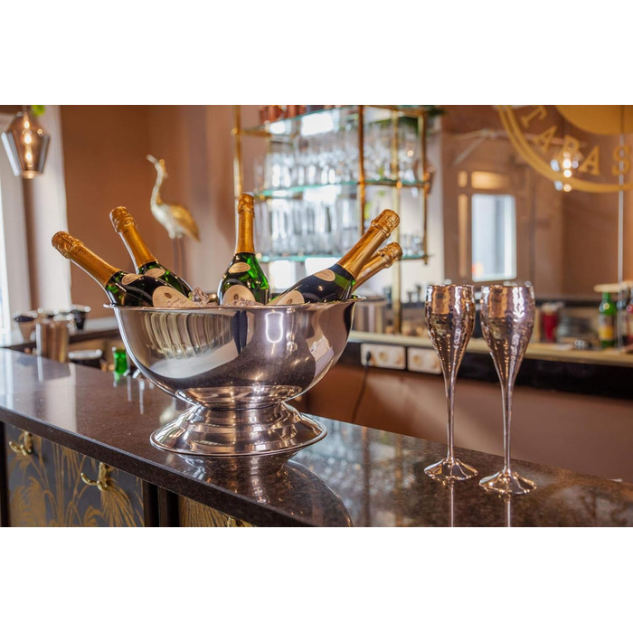 EDZARD Champagne Cooler Cara (Ø 40 cm, large) made of stainless steel - bottle cooler, sparkling wine cooler - drink cooler for 5 bottles - bowl for wine, sparkling wine & ice cubes - wine cooler