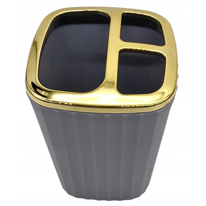 Набір аксесуарів для ванної кімнати та туалету (6 предметів): дозатор, кошик, йоржик — Золотий