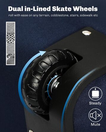 Рюкзак-валіза Hynes Eagle 42L з колесами для подорожей та бізнесу, 54x35x23 см, блакитний, 2024.