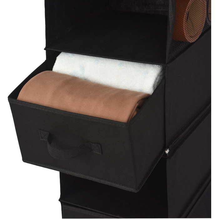 Органайзер для шафи GRANNY SAYS, підвісний, з шухлядами, 1 шт. - підвісне зберігання, полиця для шафи, тканинний органайзер для спальні (чорний, роздільний)