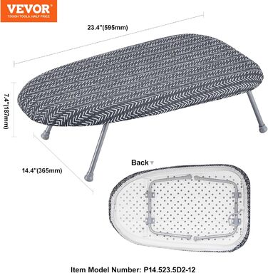 Гладильна дошка з парою VEVOR, 2 шт., з підставкою для праски, розкладний стіл, 1100 x 334 мм, 7 рівнів висоти, 20 кг, бежевий