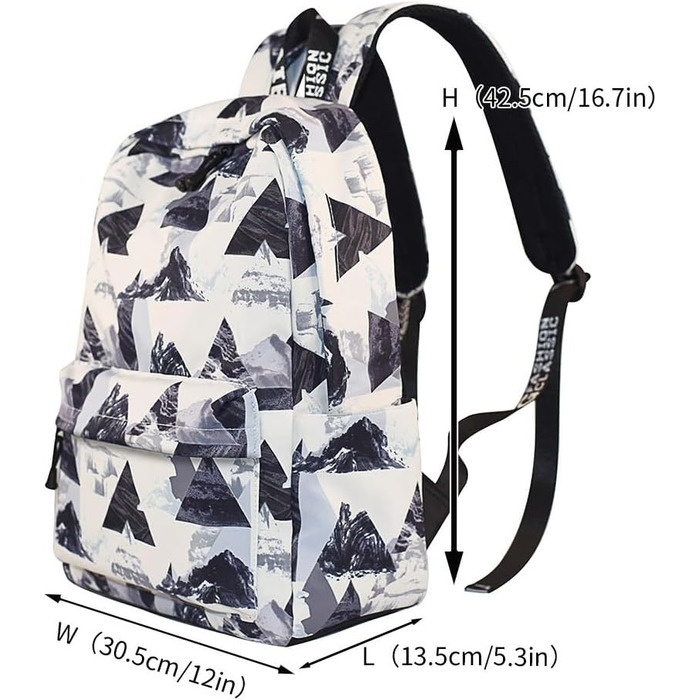 Шкільний рюкзак для дівчаток та хлопців: модний, водонепроникний, з відділенням для ноутбука (Сірий Гора)