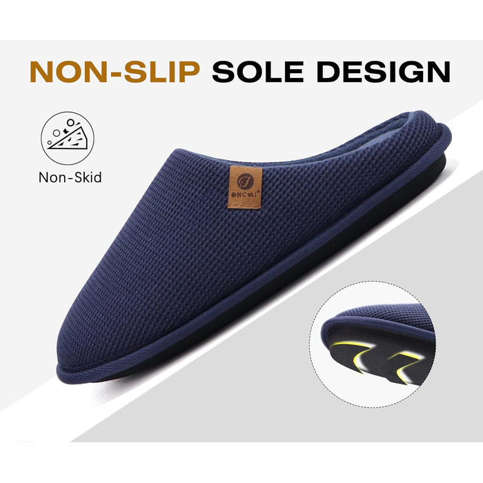 Чоловічі тапочки ONCAI з піною Memory Foam, штучним хутром та гумовою підошвою для дому та вулиці, розмір EU 40-49 (Синій, 47 EU)