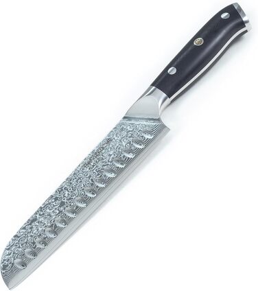 Ніж HansaKüche Santoku з дамаської сталі: професійний кухонний ніж з G10 ручкою, 67 шарів, висока якість