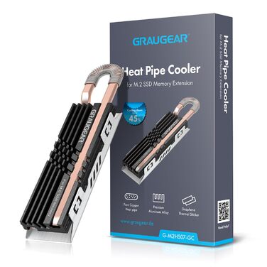 Радіатор охолодження GRAUGEAR HeatPipe для M.2 NVMe SSD (2280) з термонаклейкою з графену-міді, для ПК