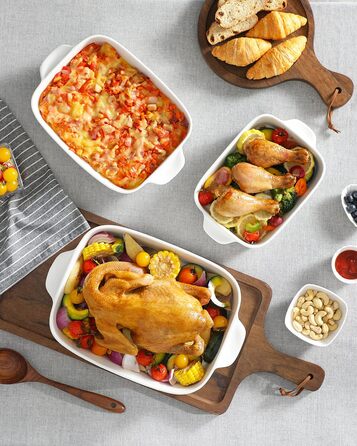 Форма для запікання MALACASA Bake (набір 3 шт.): 26 см, 31 см, 36 см - Біла кераміка для духовки