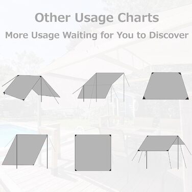 Тент Azarxis для гамака з захистом від сонця UPF 50+, водонепроникний, легкий, хакі, 3м x 4м